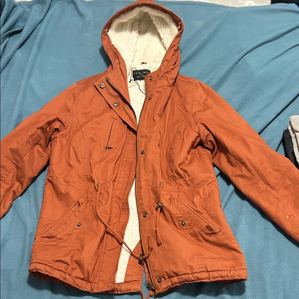 Old Navy Men's Rust Hooded Raincoat